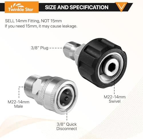 Twinkle Star Pressure Washer Adapter Set, Stainless Steel, 8 Sets - Image 2