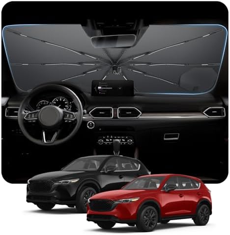 for Car Windshield Sunshade Umbrella 2018-2025 Mazda CX-5 Custom Fit Windshield Sun Protector Cover 6-Layer Heat-Resistant Fabric, Ultra-Strong Fiberglass Frame (for 2018-2025 Mazda CX-5) by BSTW