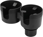 Car Double Cup Holder Extender, 2-in-1 Car Cup Holder Adapter with Adjustable Base, Universal Multifunctional Cup Holder Organizer for Beverage, Snack, Cup, Bottle Storage (Black) by KITUREK