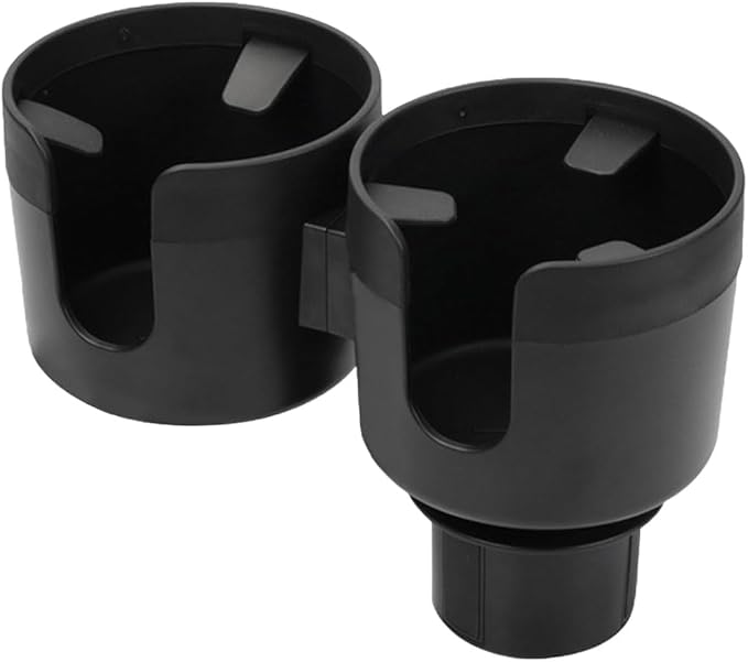 Car Double Cup Holder Extender, 2-in-1 Car Cup Holder Adapter with Adjustable Base, Universal Multifunctional Cup Holder Organizer for Beverage, Snack, Cup, Bottle Storage (Black) by KITUREK