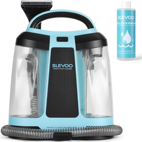 Slevoo 450W Portable Carpet Cleaner Machine with 1 Bottle Cleaning Solutions, Strong Suction Upholstery and Furniture Cleaner for Cleaning Stairs, Car Interiors, for Pet Footprint, Dust, Oil (Blue) by ElevateEverydayLiving