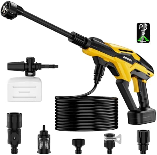 800PSI Cordless Portable Washer for Dewalt 20V Battery, Portable Handheld Washer with Brushless Motor, 6-in-1 Nozzle, 3 Level Adjustable for Car Yard Fence Wall Clean (Battery Not Included) by Unknown