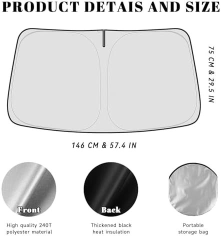 Car Windshield Sun Shade for Toyota 2014-2019 Highlander Accessories (OEM Design) Reflective Foldable Heat Insulation Sunshade for Ultimate Protection - Image 5