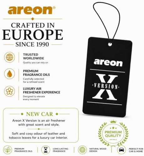 AREON X AXV05 Hanging Best Car Air Freshener New Car Scent, Paper Hanging Ornaments, Long Lasting Scent for Car or Home 12 Pack | Long Lasting Fragrance - Rear View Mirror Design - Car Home Office Closet Use - Helps Reduce Odors - Image 6