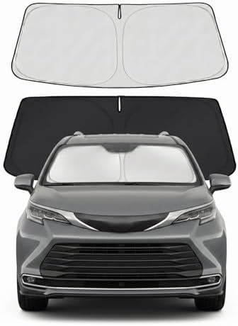 Windshield Sun Shade for Toyota Sienna Accessories 2021-2024 2025 2026 - Foldable Windshield Sunshade Cover Front Window Shade Custom Fit Sienna Sun Visor Protector Blocks UV Rays by Unknown