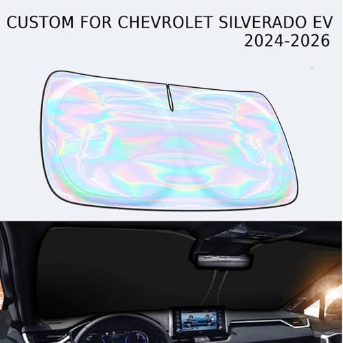 Windshield Sun Shade for Chevrolet Silverado EV 2024-2026 - 4 Layers Sunshade Compatible with Chevrolet Silverado EV Foldable Front Window Sunshade Sun Visor Protector Block UV Rays Keep Cars Cooler - Image 2
