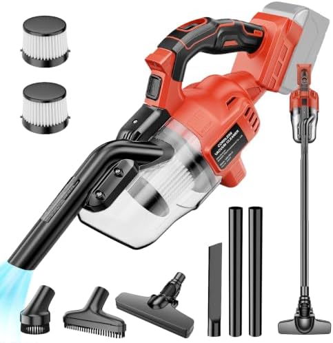 Cordless Vacuum Compatible with Milwaukee M18 Battery, Handheld Vacuum Cleaner for Home Pet Hair Car, 5-in-1 Portable Shop Vac with 2 Washable HEPA Filter, 4 Multi Nozzle (Battery Not Includ) by CAMXTOOL