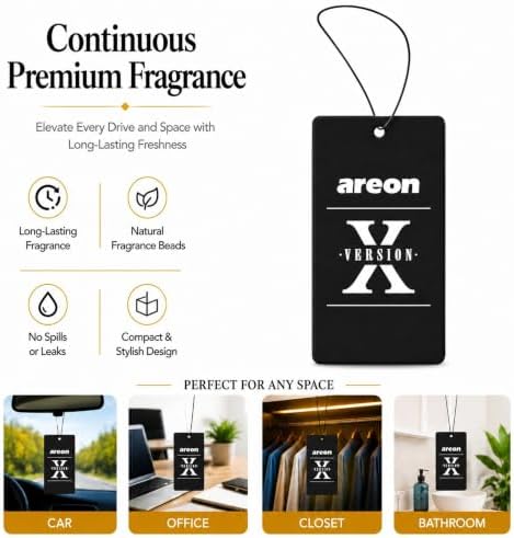 AREON X Version Black Crystal Paper Hanging Car Air Freshener - Pack of 12 - Image 5