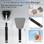 Gray Windshield Cleaner Tool, Car Interior Cleaning Kit with Extendable Handle and 3 Reusable Microfiber Pads, Auto Glass Wiper and Detailing Brush Kit for Car & Home Window - Image 4