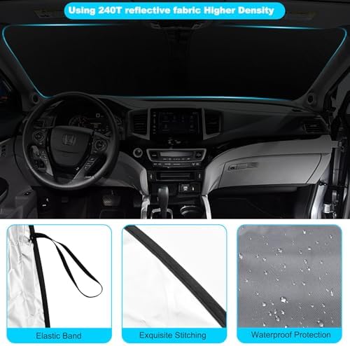 Foldable Front Windshield Sunshade fit for Honda Ridgeline 2017-2026 - Image 3
