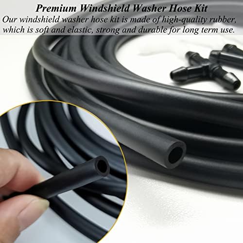 Windshield Washer Hose, Windshield Repair Kit, 2Pcs 4M Washer Fluid Hoses with 24Pcs Hose Connectors for Most Vehicle Windshield Washer Tubing, Car Wash Kits for Connecting Car Water Pumps and Nozzles - Image 6
