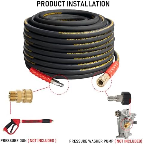 Hourleey Kink Resistant Pressure Washer Hose 100FT, High Tensile Wire Power Washer Hose with 3/8 Inch Quick Connect, 4000 PSI - Image 2