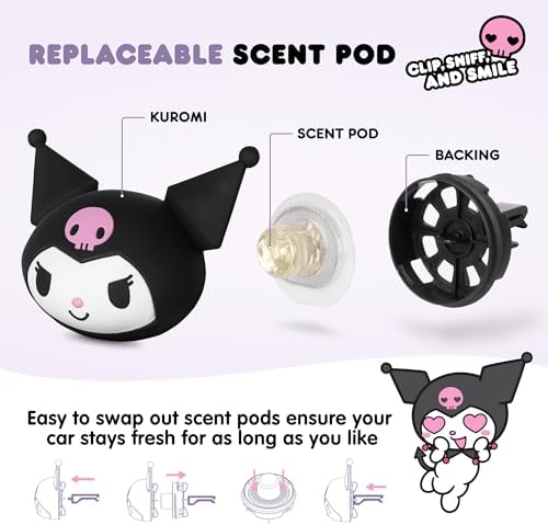 Sanrio Kuromi Car Air Freshener for Cars Trucks SUVs, Hello Kitty and Friends Cute Car Accessories for Women Car Decor Hello Kitty Car Accessories, Replaceable Scent Pods - Midnight Lavender Scent - Image 3