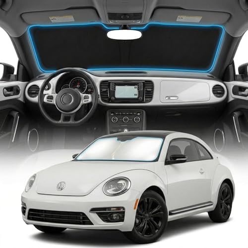 for VW Beetle Sun Shade Windshield Cover - Custom Fit Beetle Accessories 2012-2019 Sunshade Foldable UV Protection & Heat Shield Sun Visor Accessories by Unknown