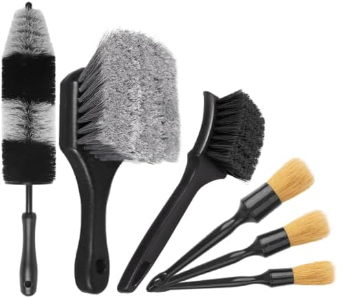 Wheel &Tire Brush, 6PCS Car Wheel Cleaner Brush Set, Detailing Brush Set | Wheel Brushes for Cleaning Wheels, Rim Brush for Car Body Exterior Surface, Carpet, Truck, SUV, RV, Motorcycle by NIKCOSMK