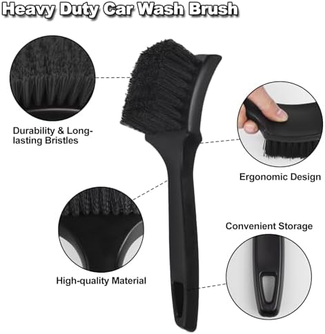 9Pcs Car Wheel & Tire Brush Kit, Wheel Cleaner Brush, Soft-bristled Rim Brush, Tire Shine Applicator Pad, Car Wash Mitt, Towel, Car Detailing Cleaning Wash Brush Supplies Kit - Image 4