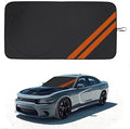 Front Windshield Sun Shade Fit for Dodge Charger Challenger Durango Journey Universal Fit to All Dodge Cars Foldable Sun Visor Protector Custom Fit Dodge Window Sunhade (Black Orange) by YOSRTER