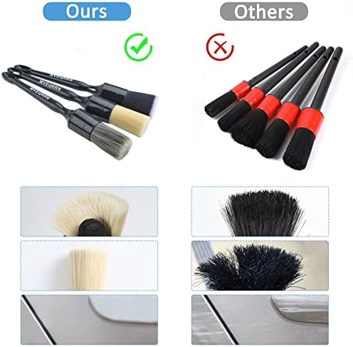 MVEQRRN 3PCS Car Detailing Brush Set, Boars Hair & Soft Auto Brushes - Image 6