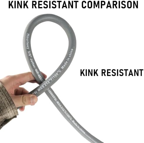 Hourleey Pressure Washer Hose 50FT, Kink Resistant High Tensile Wire Power Washer Hose, Rubber Wire Braided with 3/8" Quick Connect for Hot/Cold Water, 4000 PSI, Gray - Image 3