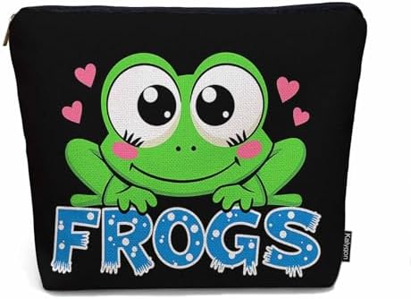 Frog Makeup Bag For Women, Adorable Cosmetic Bag Makeup Bags, Nature Animal Green Frog Zipper Bag Travel Bags Toiletry Organizers Pouch Bags Washing Bags For Gym Bathroom by Unknown