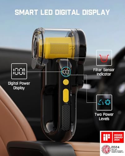 Fanttik Fold V10 APEX Pivot Cordless Car Vacuum, 17000Pa Handheld Vacuum Suction Power, Smart LED Display, Portable for Car Home Pet (Deluxe with Flexible Hose&Pet Brush) - Image 4