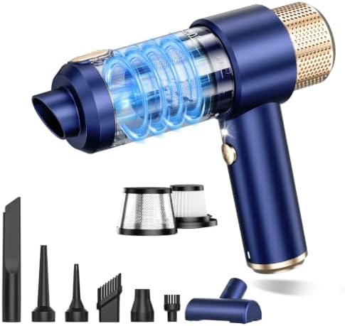 Handheld Car Vacuum Cleaner, 16000PA Hand Held Vacuum Portable Cordless, 2 in 1 Air Duster and Vacuum Cleaner with LED Light, Multi-Nozzles, 120W High Power Mini Vacuum for Home, Pet, Office by Unknown
