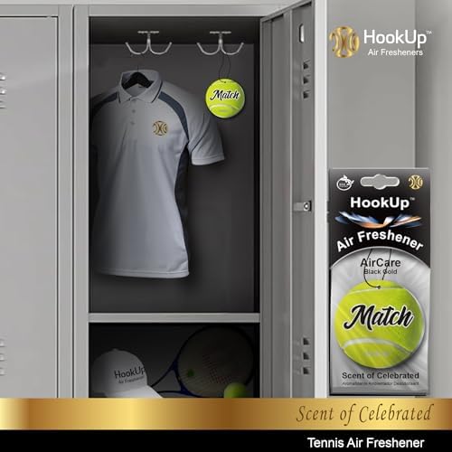 Tennis Car Air Freshener by HookUp - 4 Pack - Black Gold Scent (Extra Strong) | Unique Tennis Gift for Players, Coach, Fans | Hanging Car Accessory with Long Lasting Fresheners Smell - Image 6