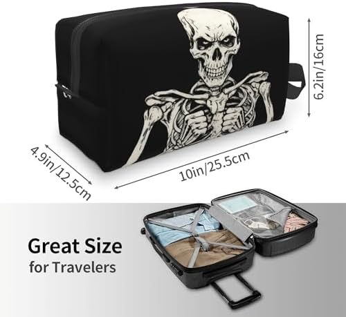 Gothic Skull Makeup Bag - Durable 600D Oxford Fabric Travel Cosmetic Bag, Shockproof Foam Padded Toiletry Organizer for Gym & Daily Use 10x6.2x4.9 Inch - Image 4