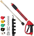 Hourleey Pressure Washer Gun, Red High Power Washer Gun with Replacement Wand Extension, 5 Nozzle Tips, M22 Fittings, 40 Inch, 5000 PSI , Not Compatible with Garden Hose by Hourleey