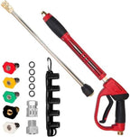Hourleey Pressure Washer Gun, Red High Power Washer Gun with Replacement Wand Extension, 5 Nozzle Tips, M22 Fittings, 40 Inch, 5000 PSI , Not Compatible with Garden Hose by Hourleey