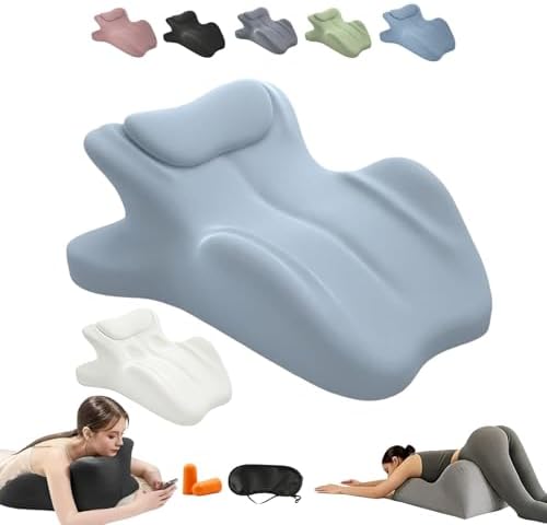 Couples Pillow Ergonomic Support Pillow Reading Pillow Memory Foam Lounger Cushion, 27-Degree Angle Design, NeckPillow, Contoured Multi-Position Support for Couples(Blue,25"x22"x18") by Unknown