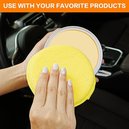 FONAROLL Microfiber Wax Applicator Pads, Car Wax Applicator, Buffing & Detail Polishing Foam Pads for Car Cleaning and Fine Polishing (5" Diameter, 6 Pack) - Yellow - Image 7
