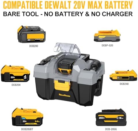 20V Cordless Vacuum Cleaner-Wet/Dry Shop Vac,2.6 Gallon Capacity,Compatible with DeWALT Batteries (Bare Tool - No Battery & No Charger),Ideal for Cleaning Car,Home Spaces,and Workshops RCSV-20 - Image 2