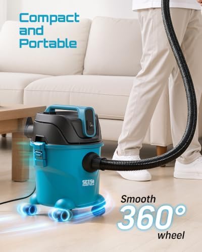 Seesii Wheeled Wet Dry Shop Vac, 2.5 Gal 3-Stage Filtration Vacuum Cleaner - Image 2