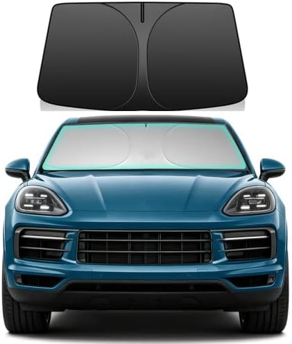 Windshield Sun Shade for 2019-2026 Porsche Cayenne Foldable Car Front Window Sunshade Double Layer 240 T Sun Visor Protector Reflective Cover Block UV Rays & Sun Heat Keep Your Car Cooler by Unknown