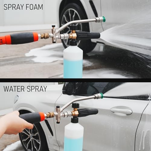 Hourleey Foam Cannon Dual-Connector Accessory, Pressure Washer Double Tip Attachment for Soap Cannon with 5 Power Washer Sprayer Nozzles, 1/4" Quick Connect, 4000 PSI - Image 5