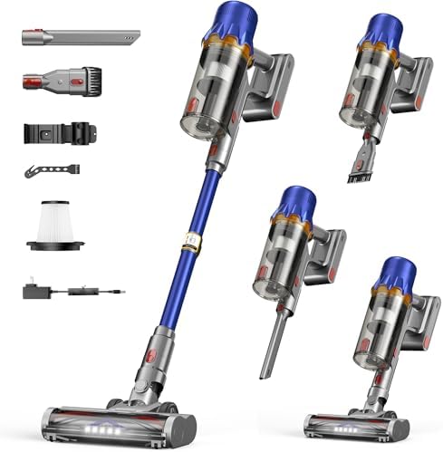 Cordless Vacuum Cleaner for Home - Powerful Stick Vacuum with HEPA Filter, 55-Min Runtime, LED Light, Anti-Tangle Brush, Detachable Battery,Lightweight Vacuum for Pet Hair,Carpets & Hard Floors by Unknown