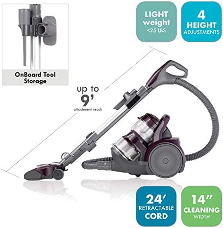 Kenmore 22614 Pet Friendly Lightweight Bagless Compact Canister Vacuum with Pet Powermate, HEPA, Extended Telescoping Wand, Retractable Cord and 2 Cleaning Tools-Purple - Image 2