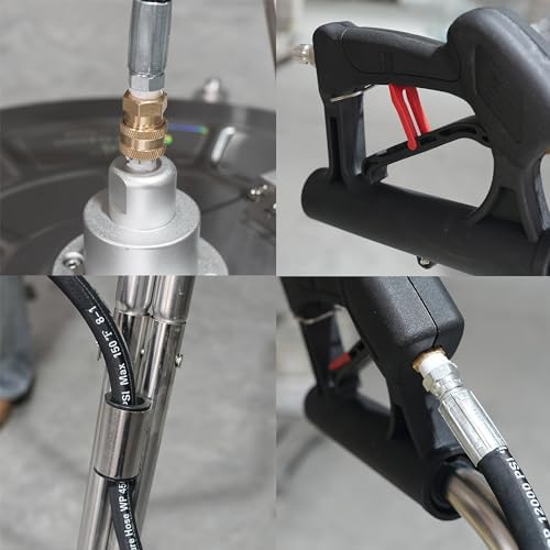 Hourleey 20" Pressure Washer Surface Cleaner with Dual Handles, Stainless Steel Surface Cleaner with 4 Wheels for Driveways, Pathway, Sidewalks, Patios, Decks, 4500 PSI with 3/8" Quick Connector Kit - Image 6