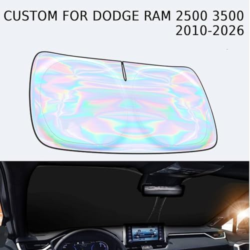 Windshield Sun Shade for Dodge RAM 2500 3500 2010-2025 2026-4 Layers Sunshade Compatible with Dodge RAM 2500 3500 Foldable Front Window Sunshade Sun Visor Protector Block UV Rays Keep Car Cooler - Image 2