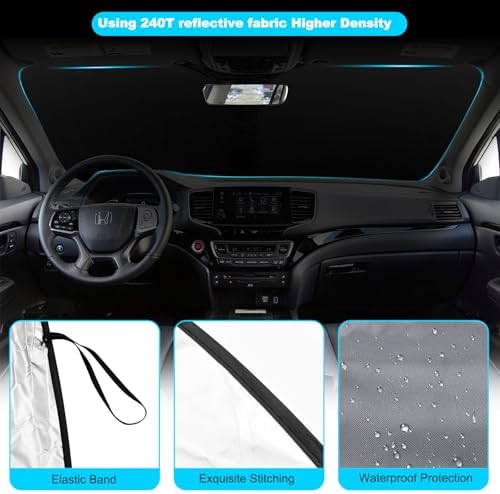Foldable Front Windshield Sunshade fit for Honda Pilot 2016-2025 2026 - Image 3