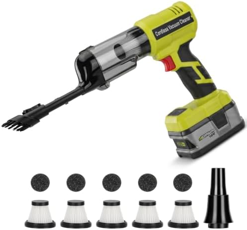 DTEZTECH Cordless Vacuum Cleaner for Ryobi 18V Battery, Electric Handheld Vacuum Cleaner with 105AW Powerful Suction, Portable Vacuum Cleaner for Floor, Carpet, Car, Pet, Home (Battery Not Included) by DTEZTECH