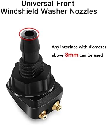 Front Windshield Washer Nozzles Windshield Sprayer Nozzle Windshield Squirter Nozzle for Most Cars SUVs Trucks, Car Accessories Wiper Spray Washer Jet with 3M Fluid Hose & 6 Connectors - Image 3