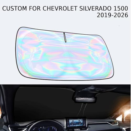 for Chevrolet Silverado 1500 2019-2026 Windshield Sun Shade - Custom Fit Chevrolet Silverado 4 Layers Sunshade Foldable Front Window Sunshade Sun Visor Protector Block UV Rays Keep Your Car Cooler - Image 2