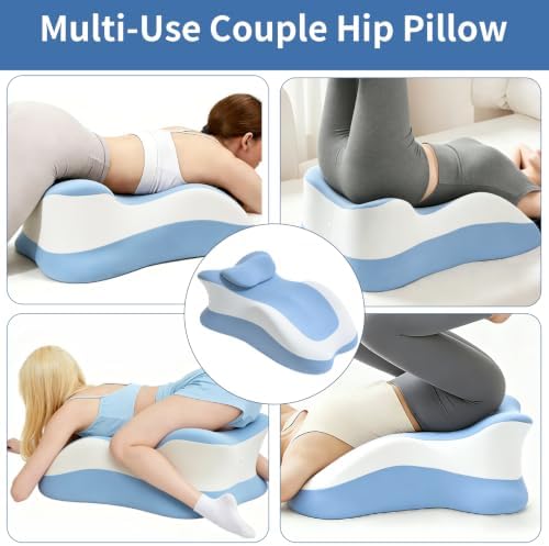 Intimacy Pillow Wedge - Sweet Spot Pillow for Couples, Memory Foam Ergonomic Support Cushion, Multi-Position Couples Pillow, Removable Washable Cover for Relaxation & Play (Blue Grey) - Image 4