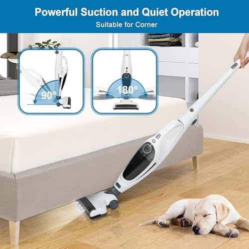 Intercleaner 2 in 1 Handheld & Stick Cordless Vacuum Cleaner, 2-Speed Powerful Suction Lightweight with LED Bagless Stick Vac with Handheld, for Hardwood Floor Carpet Car Pet Hair, Ultra Quiet - Image 5