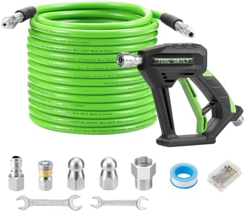 Tool Daily Sewer Jetter Kit for Pressure Washer 50 FT, Power Washer Gun by ToolDaily