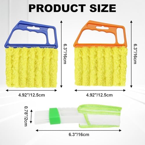 4 Pcs Blind Duster Kit, 7-Finger & Vent Tools, Orange+Blue - Image 2