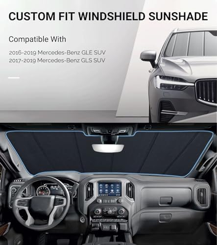 Pigenius Windshield Sun Shade for Mercedes-Benz GLE SUV 2016-2019, GLS SUV 2017-2019 Custom Front Window Sunshade - Safeguard - Image 2
