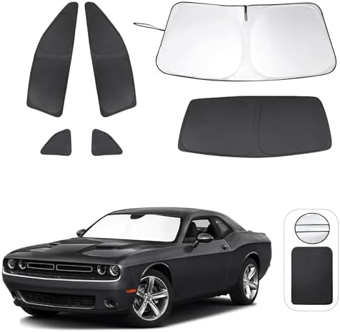 TINGLU Window Shades for Dodge Challenger 2015-2023 (SXT, RT, GT) Accessories Car Side Full Windows Rear Windshield Sun Shade Sun UV Rays & Privacy Protection for Camping,Napping,and Relaxing 6PCS by TINGLU
